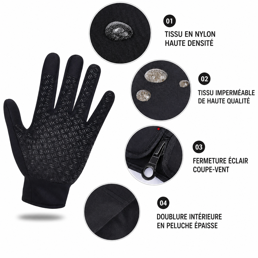 Gants d'extérieur imperméables et coupe-vent, avec fonctionnalité écran tactile, essentiels pour l'hiver froid.