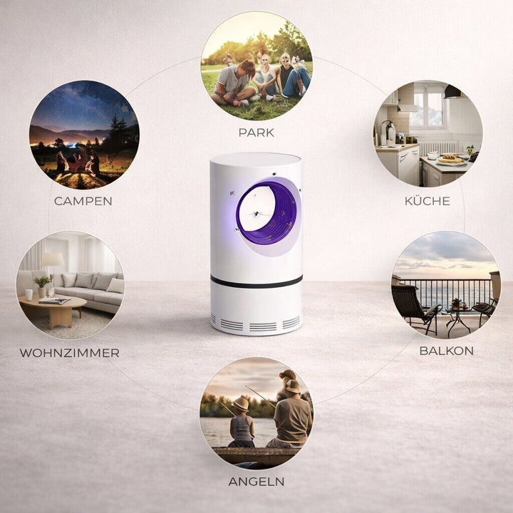 Piège UV anti-insectes silencieux, design pour protéger votre maison, jardin et terrasse des nuisibles volants.