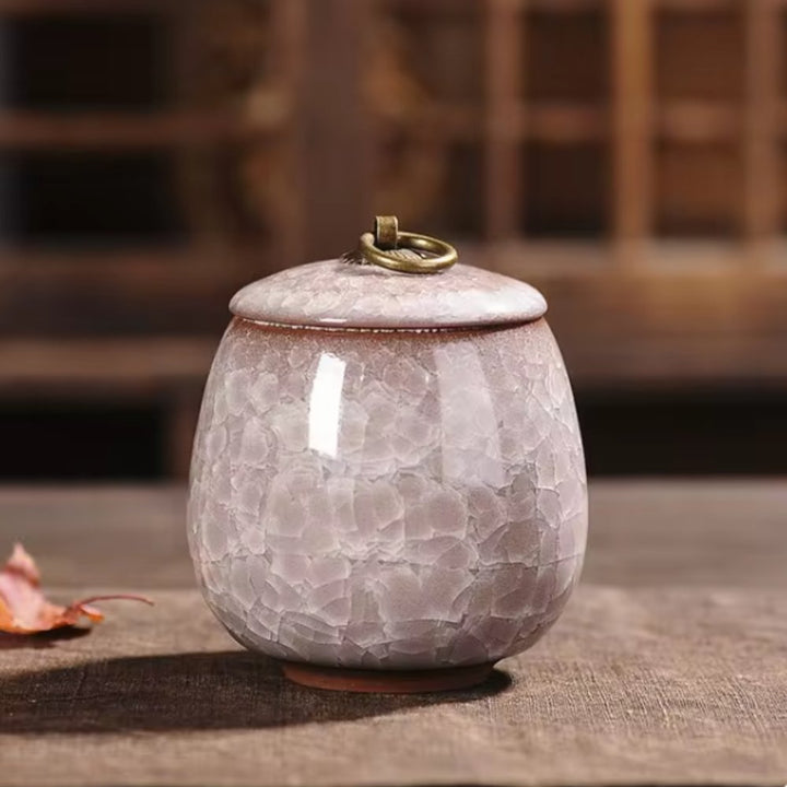Urne funéraire décorative en céramique pour animaux, intégration harmonieuse dans votre intérieur.