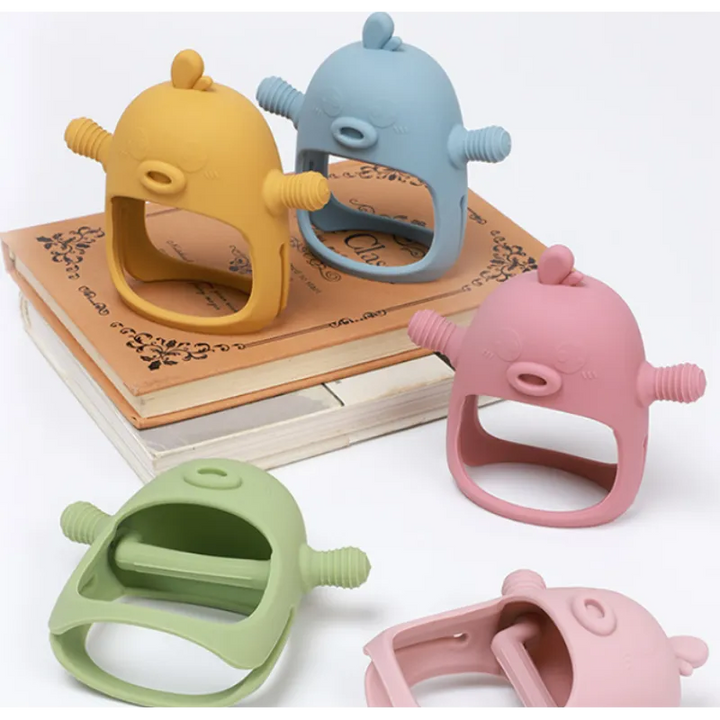 Gant de dentition bébé en silicone doux pour apaiser les gencives douloureuses des nourrissons. Jouet de mastication confortable.