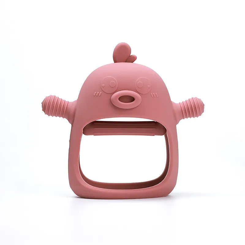 Gant de dentition en silicone alimentaire, idéal pour bébés. Apaise les douleurs des gencives. Facile à tenir.