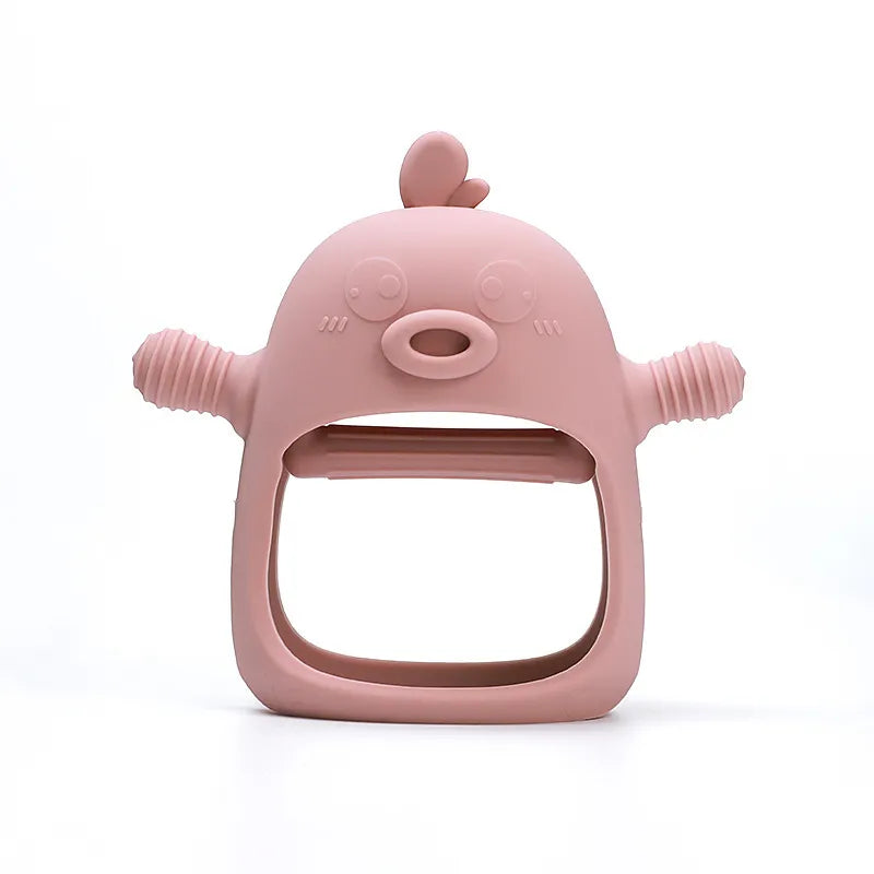 Gant de dentition bébé en silicone texturé, soulage la douleur des gencives. Sûr, sans BPA. Stimule la mastication.