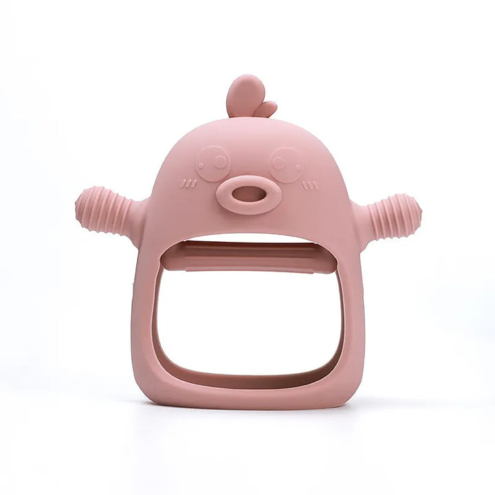 Gant de dentition bébé en silicone texturé, soulage la douleur des gencives. Sûr, sans BPA. Stimule la mastication.