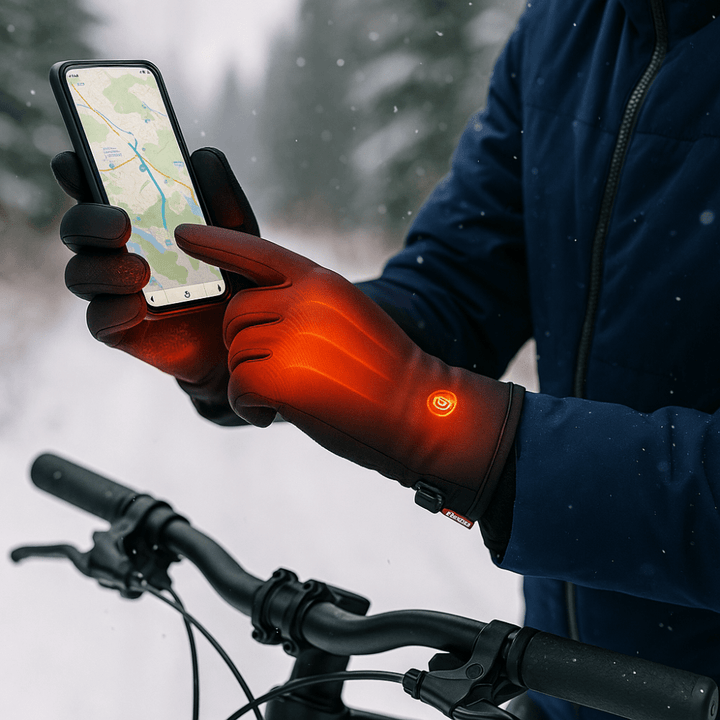 Gants chauffants unisexes au design moderne, parfaits pour le vélo, le ski et l'aventure en hiver. Technologie tactile.