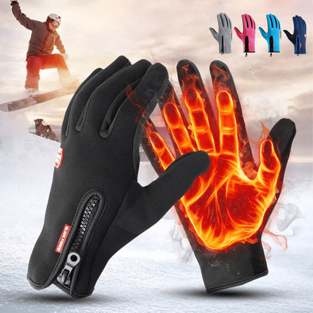 Gants chauffants robustes pour homme et femme, avec fonction tactile, idéaux pour vélo, ski et activités hivernales.