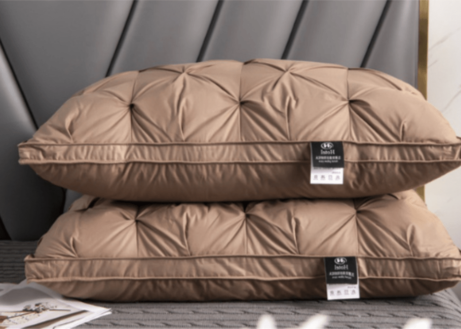 Oreiller hypoallergénique et respirant Aurélie en duvet d'oie, idéal pour un repos sain et luxueux.