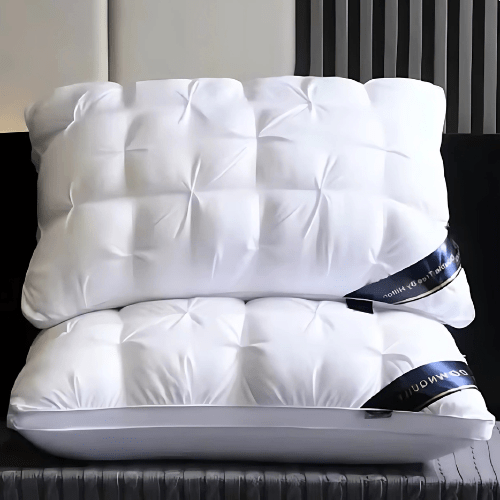 Coussin Aurélie en duvet d'oie de luxe pour un sommeil profond et un confort optimal. Repos réparateur.