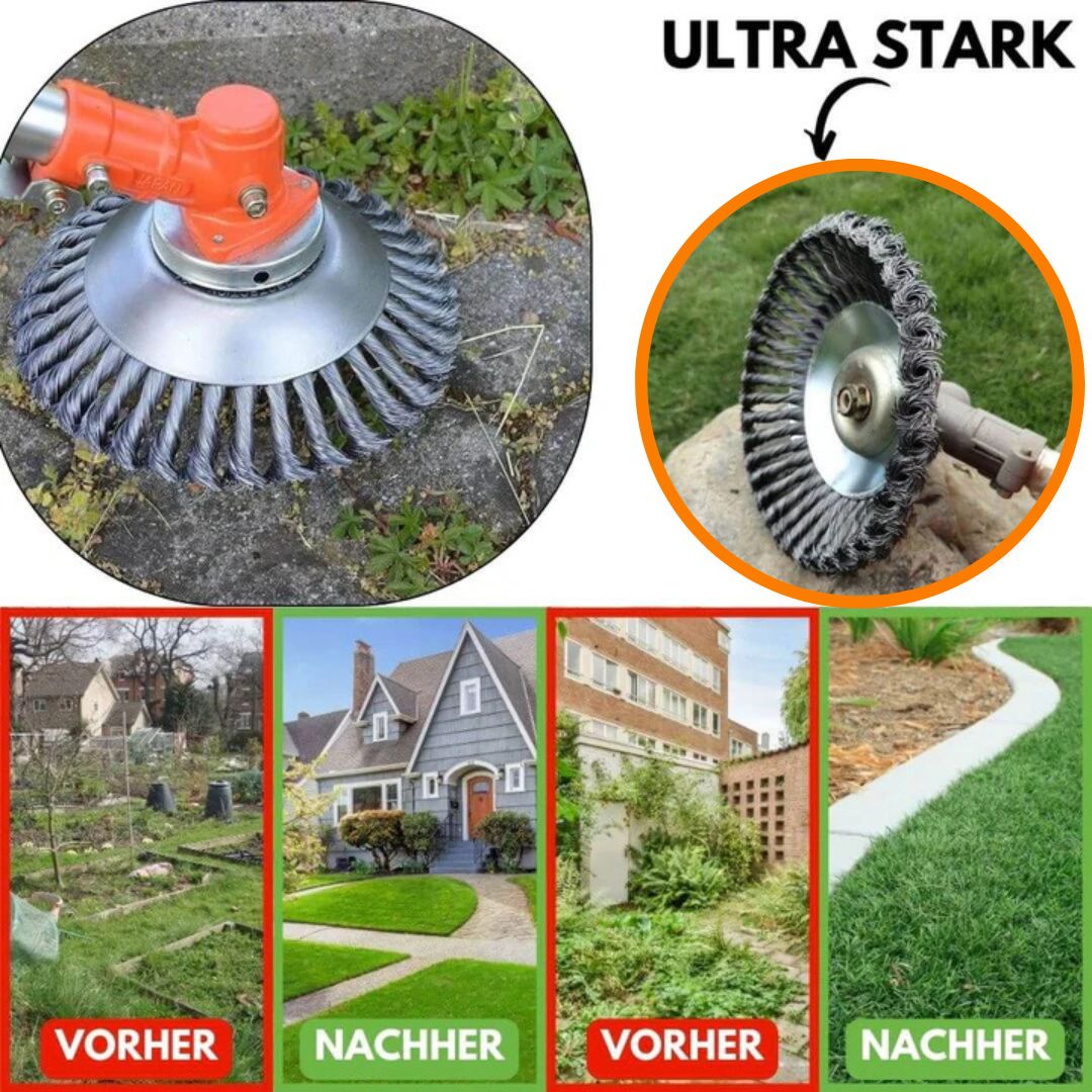 Outil désherbeur puissant pour un nettoyage rapide et efficace des mauvaises herbes du jardin.