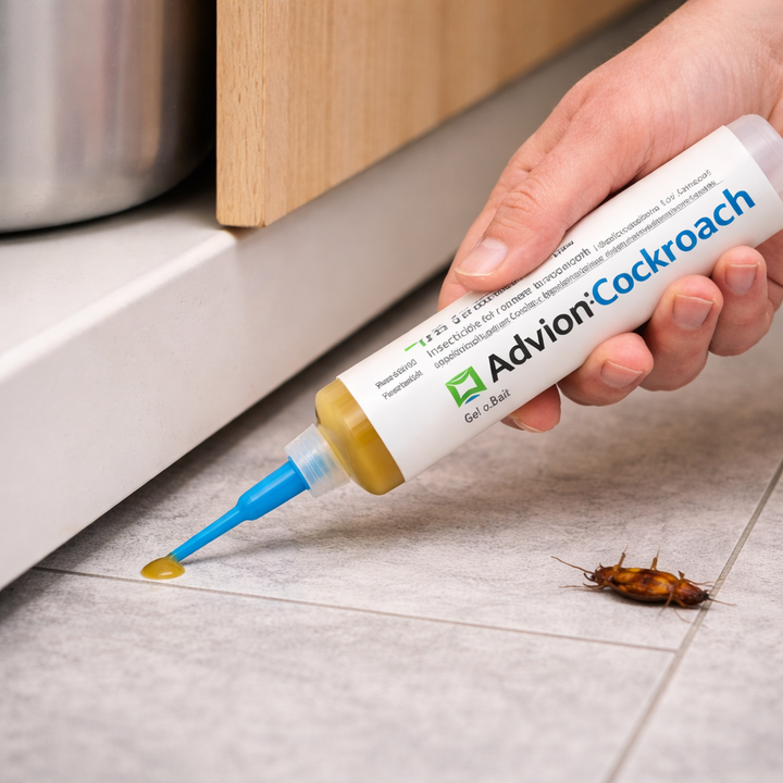 Seringue de gel insecticide anti-cafards pour un traitement ciblé et discret contre les blattes dans la maison.