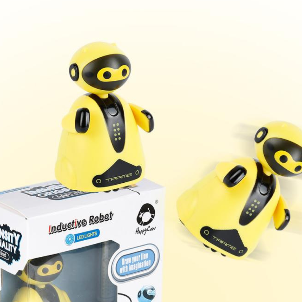 Robot ludique pour enfants, apprenant à suivre des chemins de dessin. Cadeau éducatif parfait.