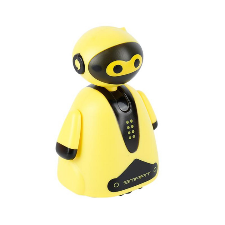 Petit robot suiveur de ligne interactif encourageant la créativité et l'éveil chez les jeunes enfants.