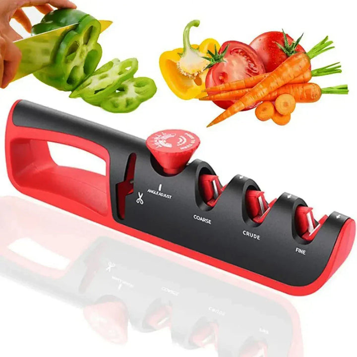 Affûteur de couteaux professionnel 4-en-1 pour cuisine, aiguise toutes lames avec précision et sécurité.