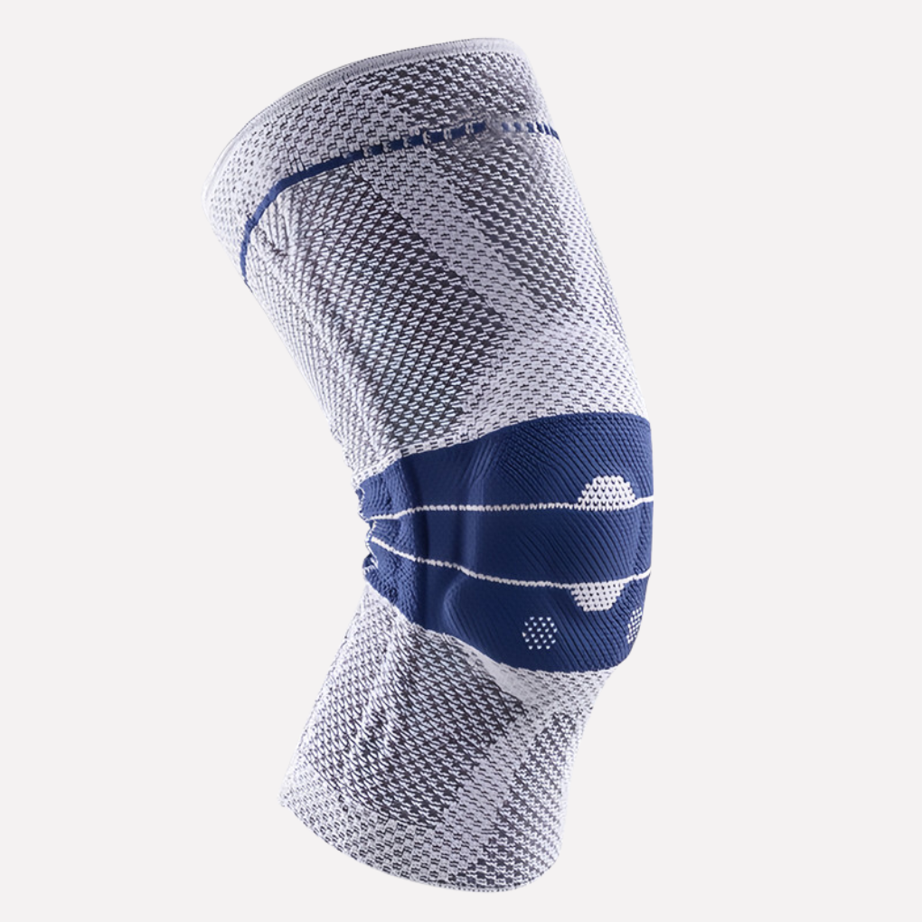 Genouillère rotulienne unisexe en silicone, discrète, pour maintien confortable du genou et soutien sportif.