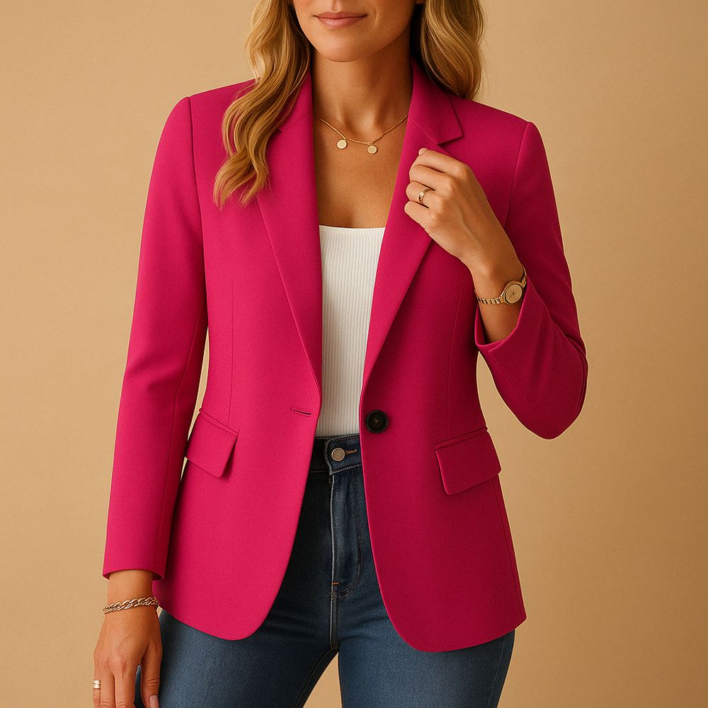 Veste blazer femme cintrée, idéale pour le bureau ou tenue professionnelle.