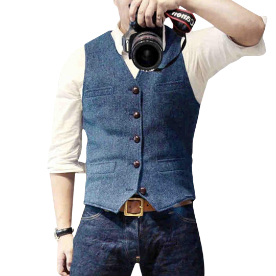 Gilet homme moderne et chic, coupe classique. Idéal pour tenue formelle ou smart casual élégant.