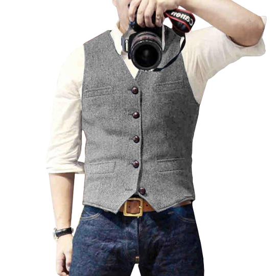 Gilet homme couleur unie, style moderne. Idéal pour compléter un veston ou une tenue décontractée.