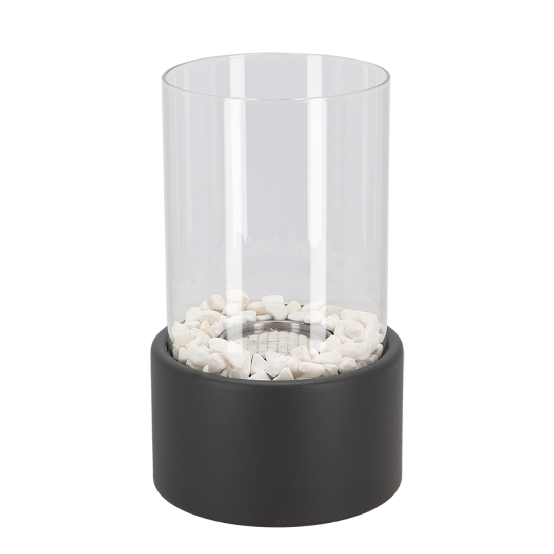 Lampe à huile en verre soufflé, flamme vacillante pour une ambiance maison unique et intime.