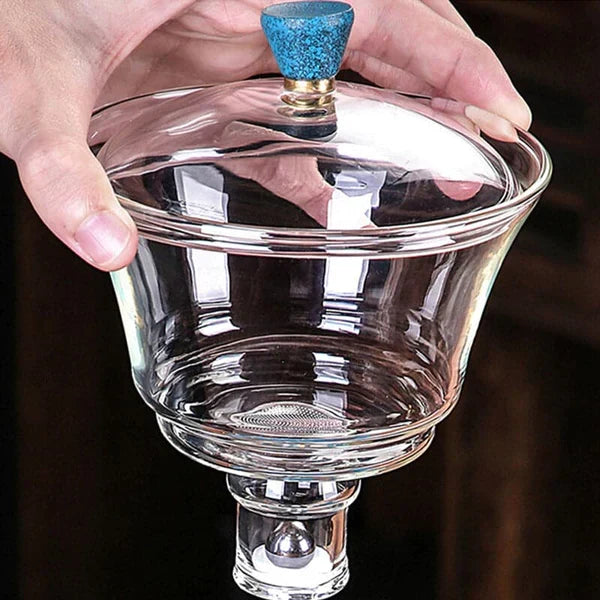 Service à thé en verre avec mécanisme magnétique, un cadeau élégant pour les amateurs de thé et de détente.