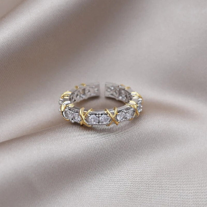 Bague ajustable femme en titane/zirconium, soutien anti-anxiété et digestion, bijou de bien-être quotidien.