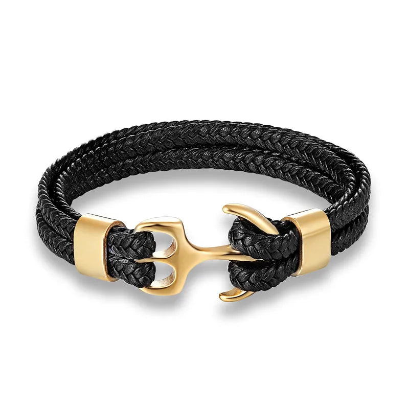 Bracelet nautique unisexe avec ancre marine en métal argenté, idéal pour un look tendance au poignet.