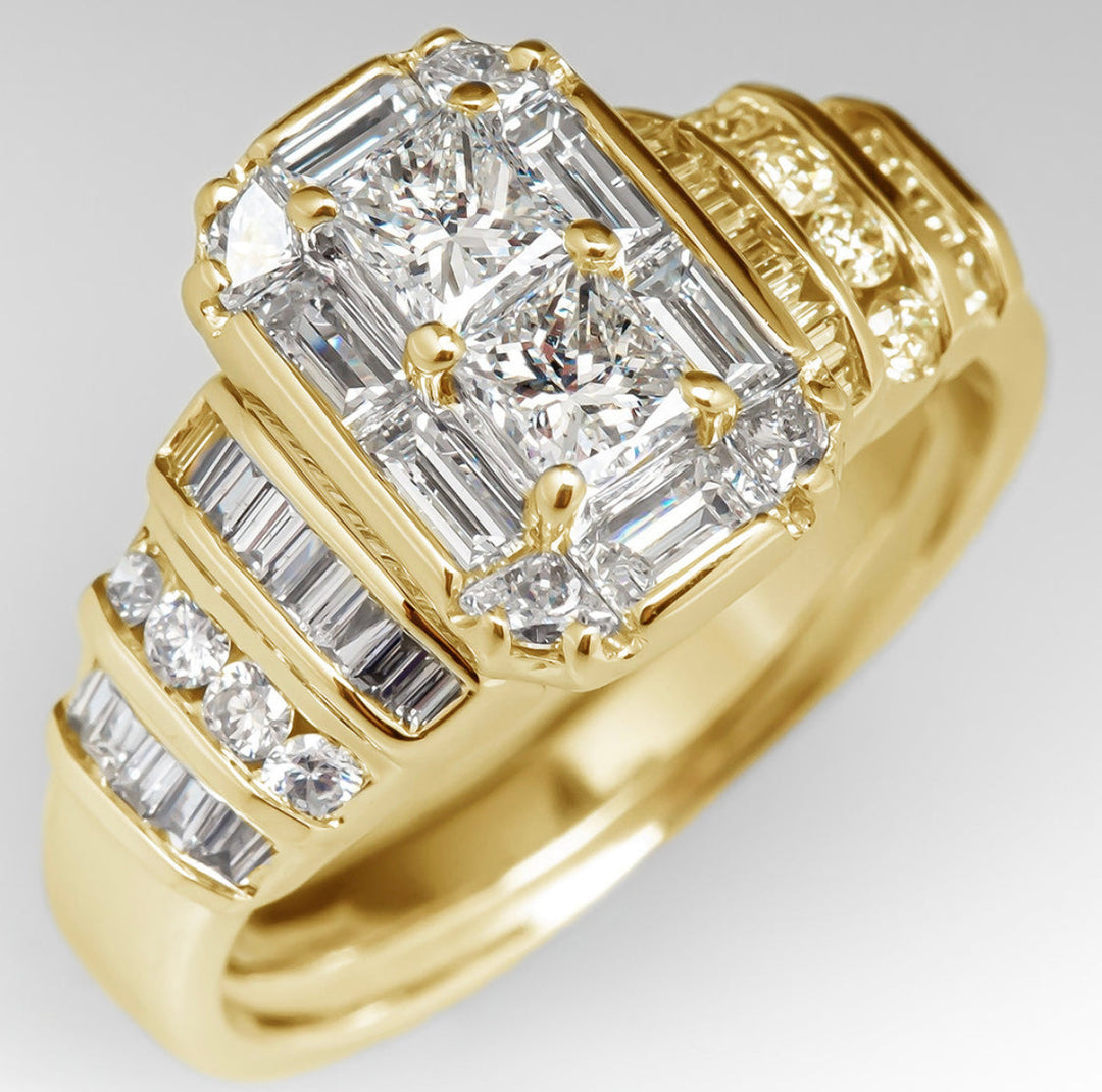 Bague femme antique en acier inoxydable, élégante avec zircons brillants, style vintage doré.