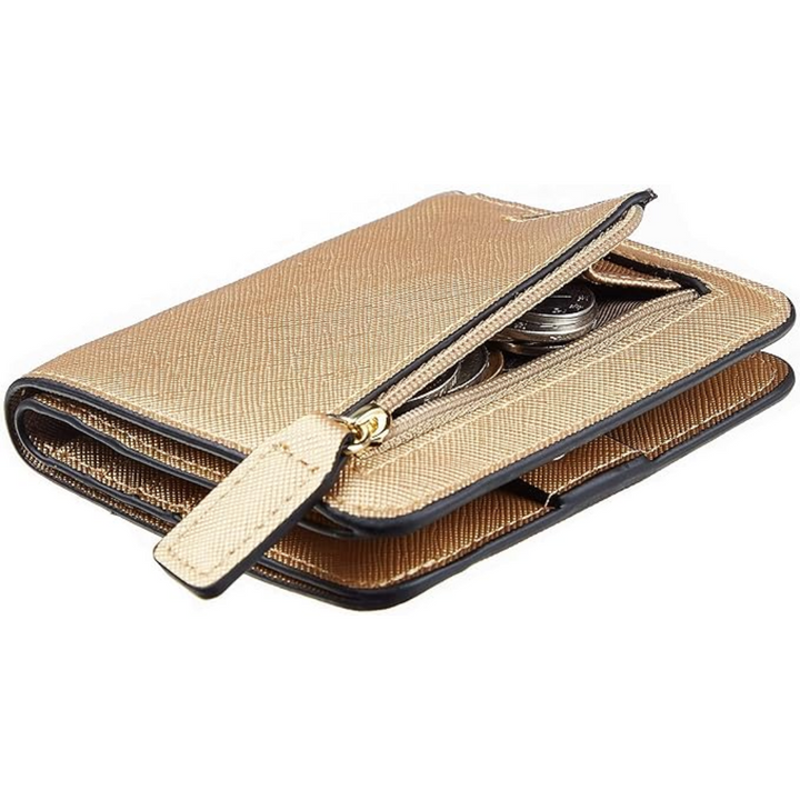 Portefeuille bifold compact pour femmes, élégant et fonctionnel, offrant une sécurité RFID fiable pour vos cartes.
