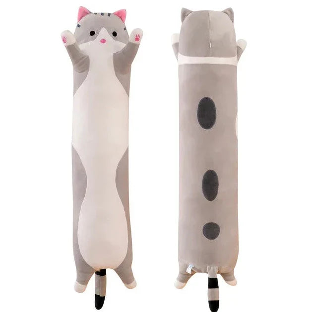 Oreiller peluche chat doux pour enfant, idéal pour les câlins et un sommeil confortable. Excellent cadeau.