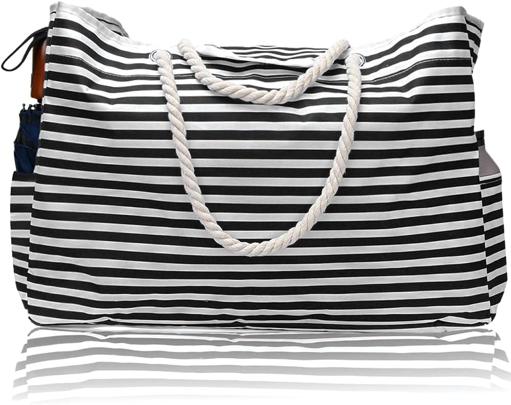 Grand sac de plage imperméable pour femmes, idéal vacances d'été, avec trousse de voyage.