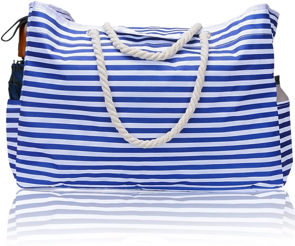 Grand sac de plage femme pour piscine ou voyage, imperméable, parfait pour l'été et la détente.