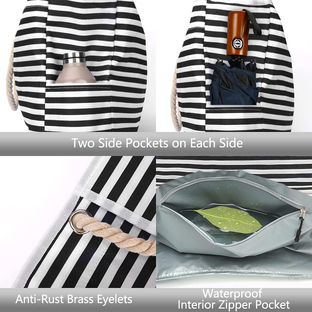 Sac de plage robuste et imperméable pour femmes, parfait pour les vacances d'été et la piscine.
