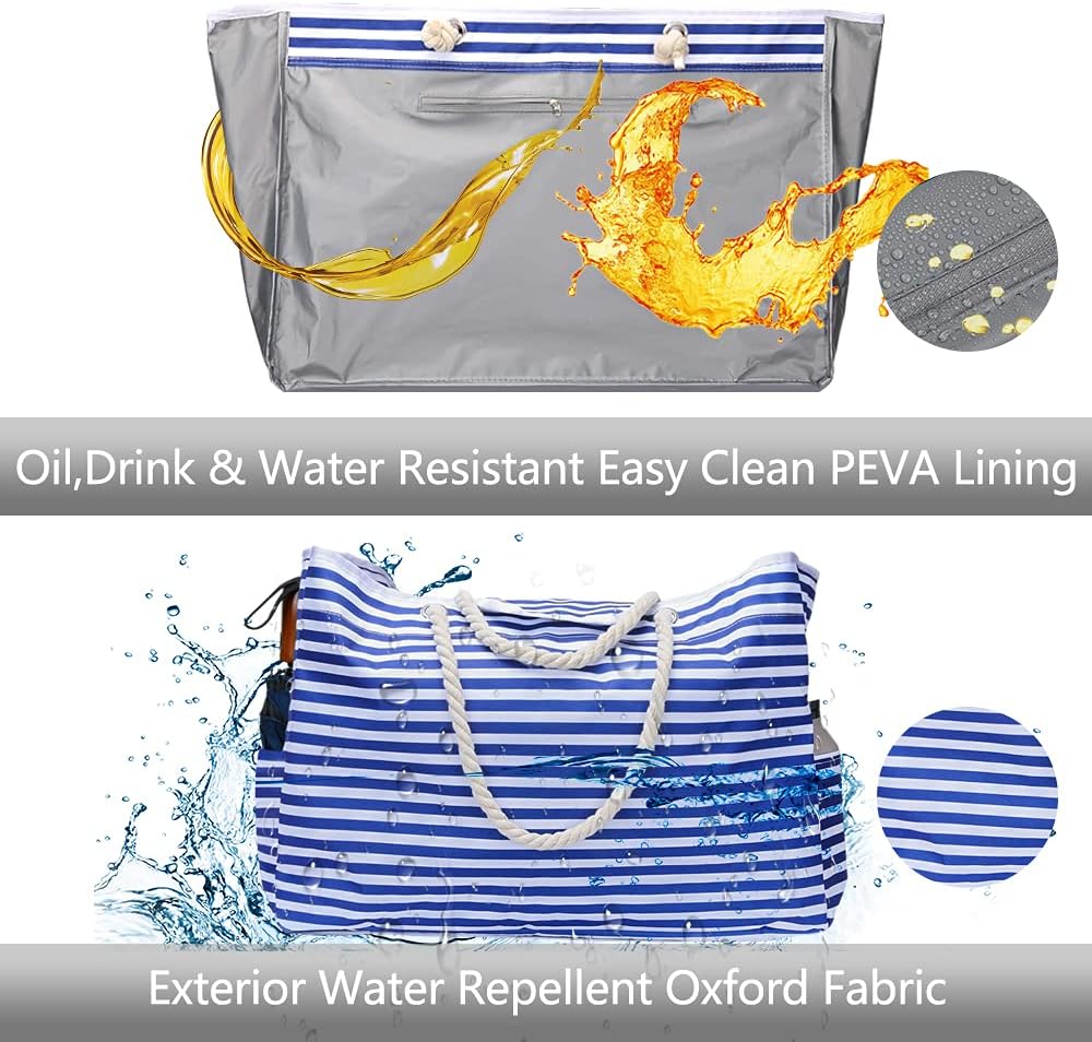 Sac de plage imperméable et élégant pour femmes, grand, parfait pour les vacances d'été, trousse incluse.