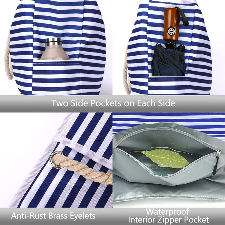 Sac de plage grand volume pour femmes, imperméable, idéal pour la piscine, les voyages et l'été.