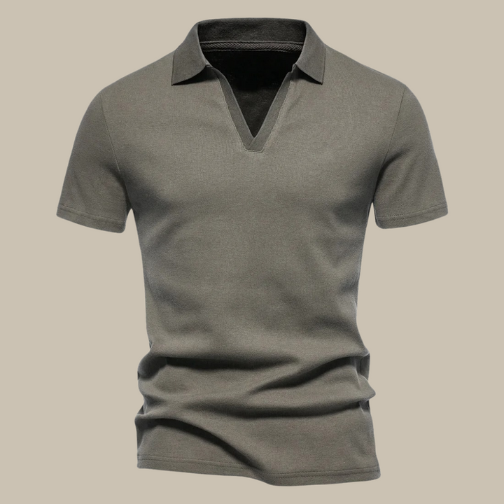 Polo homme élégant à manches courtes, parfait pour un style chic et confortable au printemps.