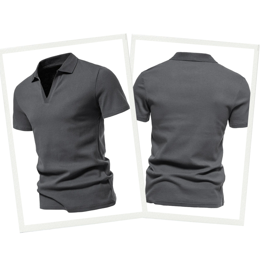 Polo homme uni à manches courtes. Design classique et épuré pour un style printanier intemporel, chic et décontracté.