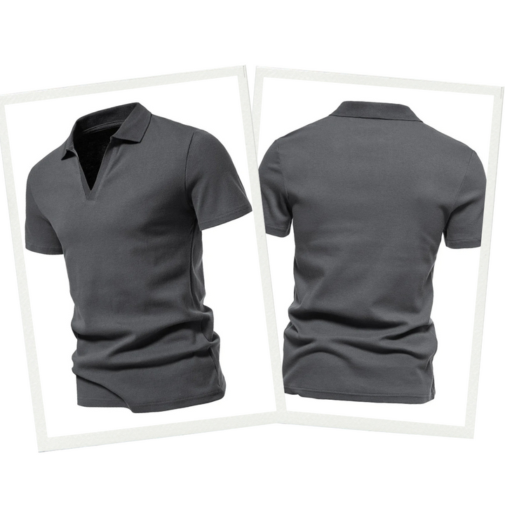 Polo homme uni à manches courtes. Design classique et épuré pour un style printanier intemporel, chic et décontracté.