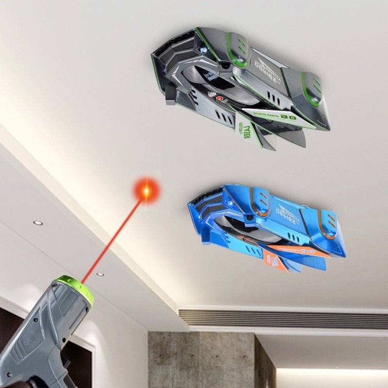 Voiture RC anti-gravité pour enfant, suit le faisceau laser sur les murs, jouet éducatif et amusant.