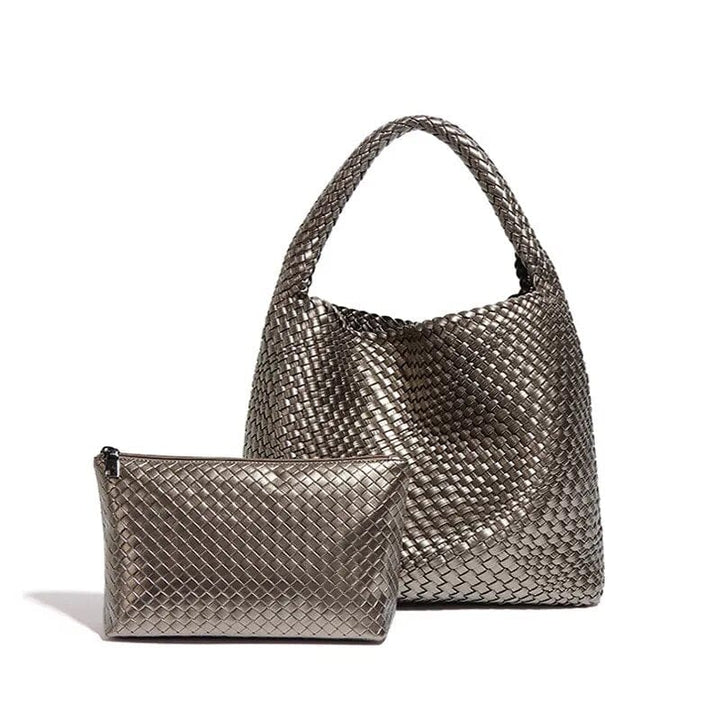 Sac cabas femme tressé en cuir PU élégant, idéal pour le quotidien. Accessoire mode chic et spacieux.