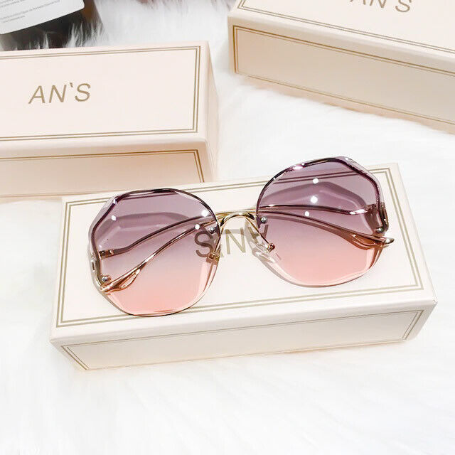 Lunettes solaires dégradées sans monture, design luxe unisexe, accessoire de mode été, protection UV.