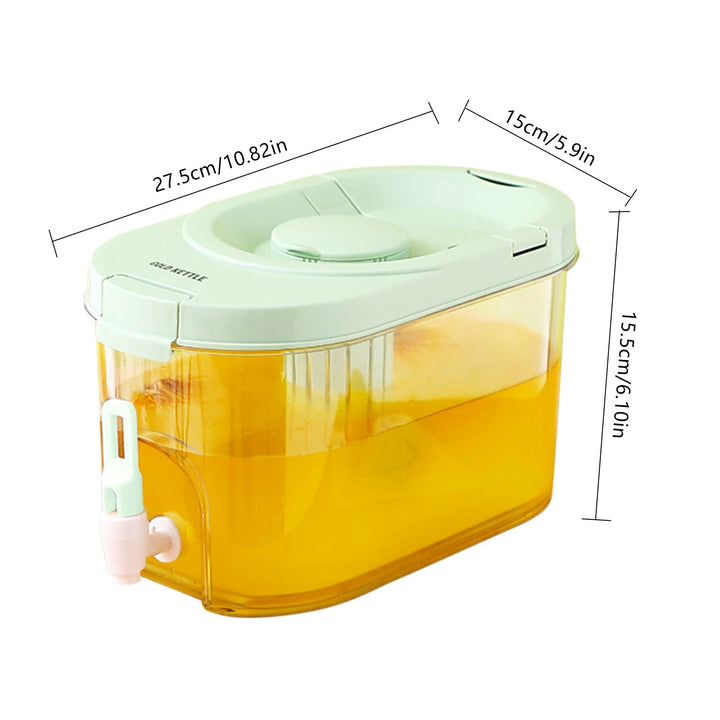 Distributeur de boissons froides en plastique avec robinet, sans BPA, compact pour le réfrigérateur.
