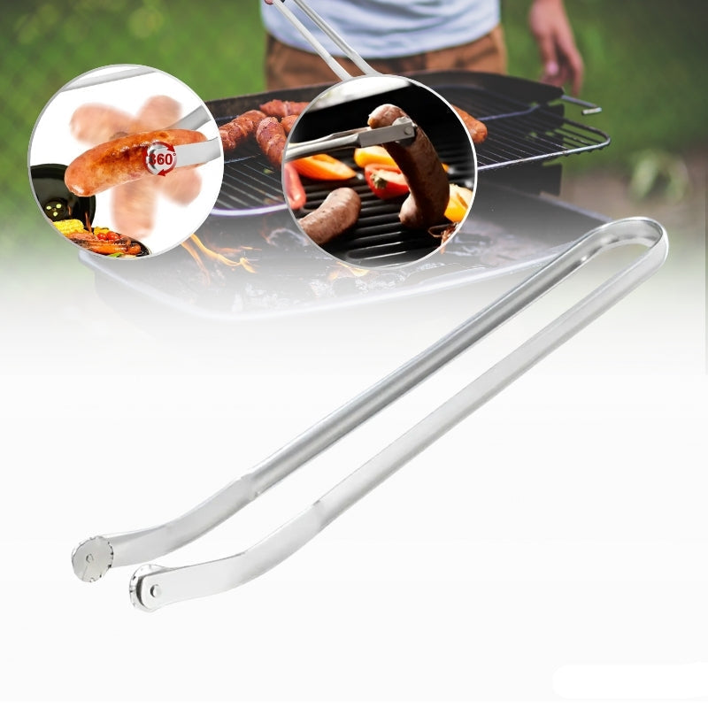 Pinces à barbecue robustes en acier inoxydable pour manipuler les aliments sur le gril avec facilité et durabilité.