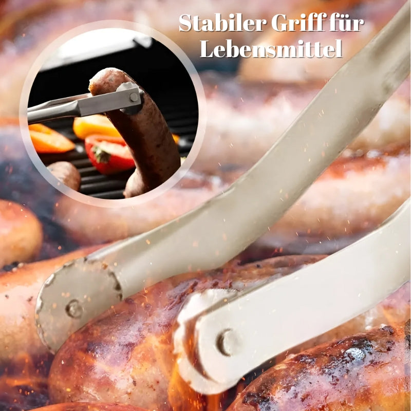 Pinces de cuisine longues pour BBQ, idéales pour retourner viandes et légumes sur la grille avec précision et sécurité.