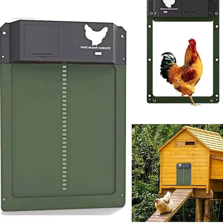 Porte poulailler automatique PoultryPro avec capteur lumière. Sécurité intégrale pour volailles, protection des poules.