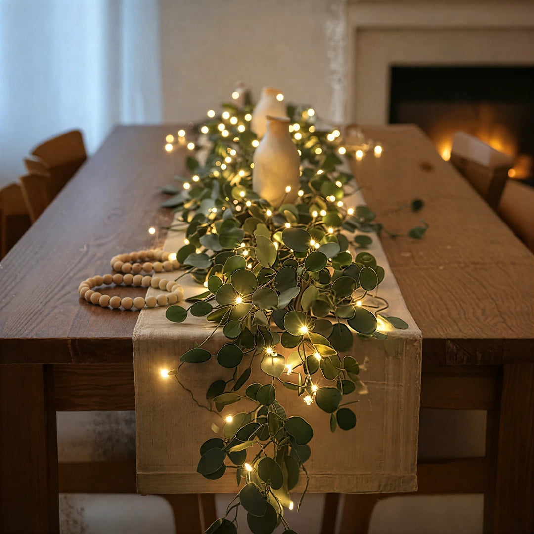 Guirlande de lierre artificielle LED pour une ambiance douce et naturelle, idéal pour réchauffer votre intérieur.