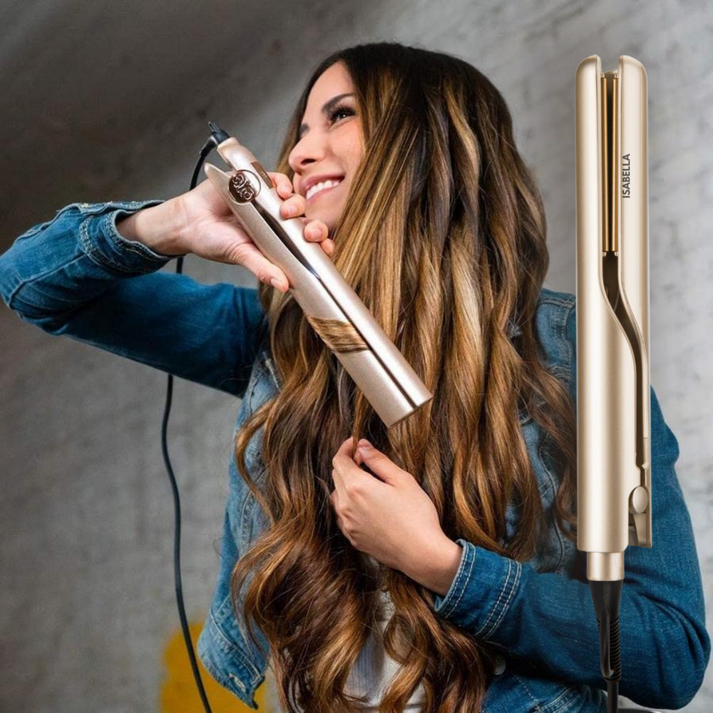 Styler 2-en-1 KaysHair pour femmes, lisseur et boucleur polyvalent pour toutes coiffures.