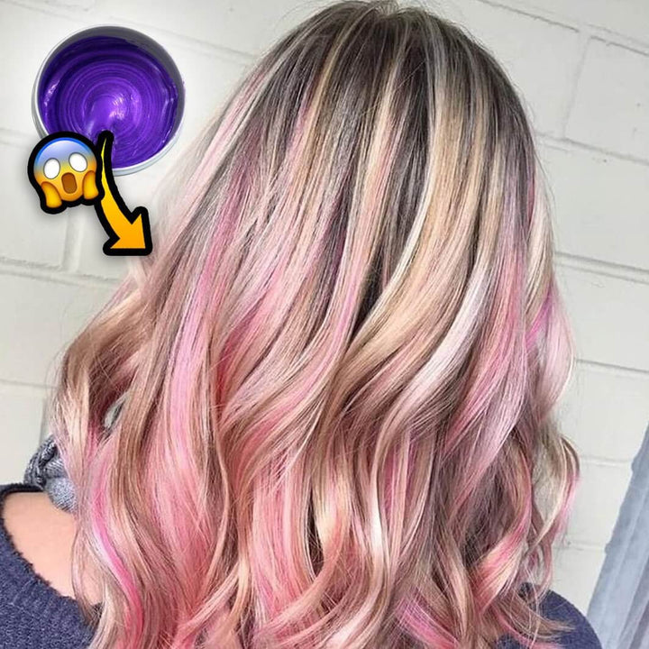 Coiffure stylisée avec cire colorante unisexe, à base de plantes, pour un look instantané.