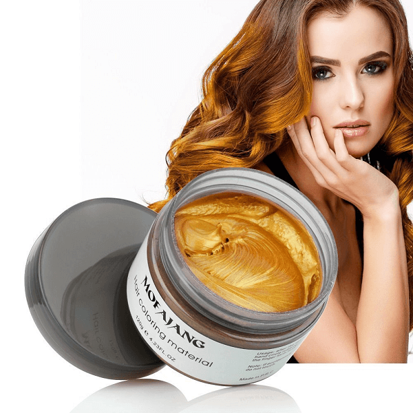 Maquillage cheveux temporaire unisexe : cire végétale pour une coiffure créative sans teinture.