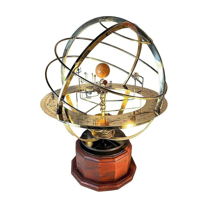 Modèle Orrery artisanal du système solaire, design cosmique élégant, parfait pour les passionnés de science et l'univers.