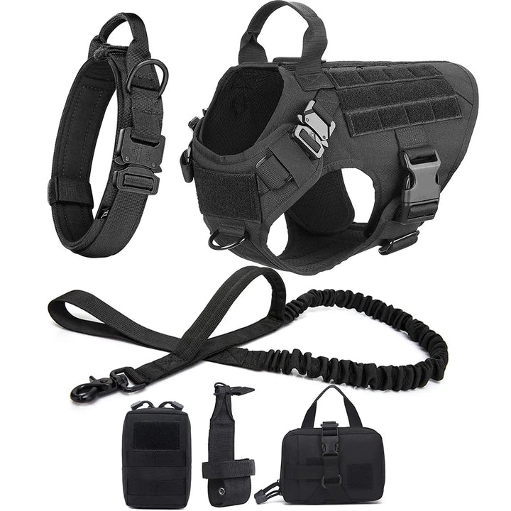 Harnais robuste pour chien, parfait pour activités plein air. Anti-traction, tactique et confortable pour toutes les races.