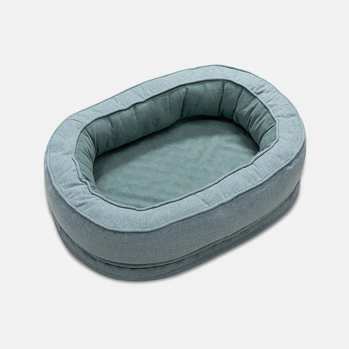 Lit chien élégant et orthopédique, ajoutant une touche de luxe tout en offrant un confort exceptionnel aux animaux.