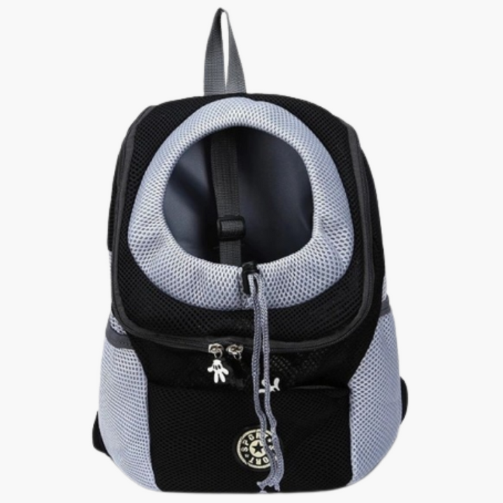 Sangles ajustables et ceinture ventrale du sac à dos transport chien, répartition du poids, confort maximum.